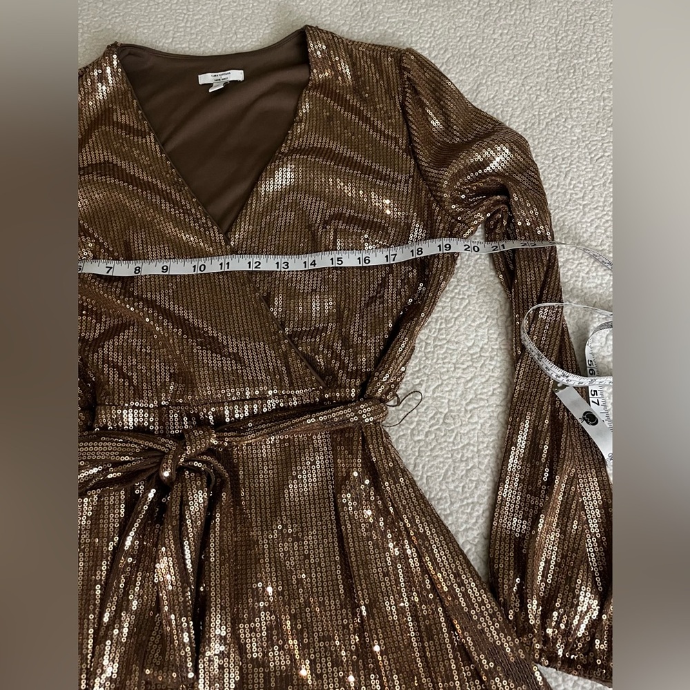 Nine West Shimmering Gold Long Sleeve Dress - Picture 9 of 9